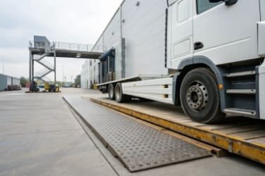 A truck on a weighbridge being analyzed by software