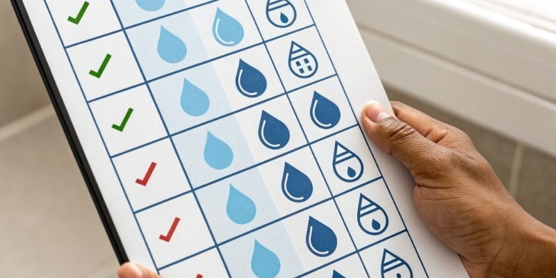 IPX Water Ratings Chart A chart showing the different IPX water ratings with icons for drips, sprays, and immersion