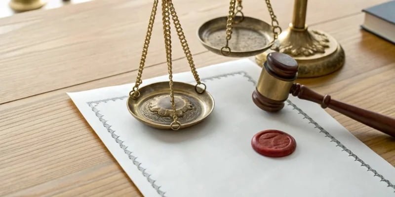 Legal Metrology Framework An official document with a seal and a weighing scale to represent legal metrology