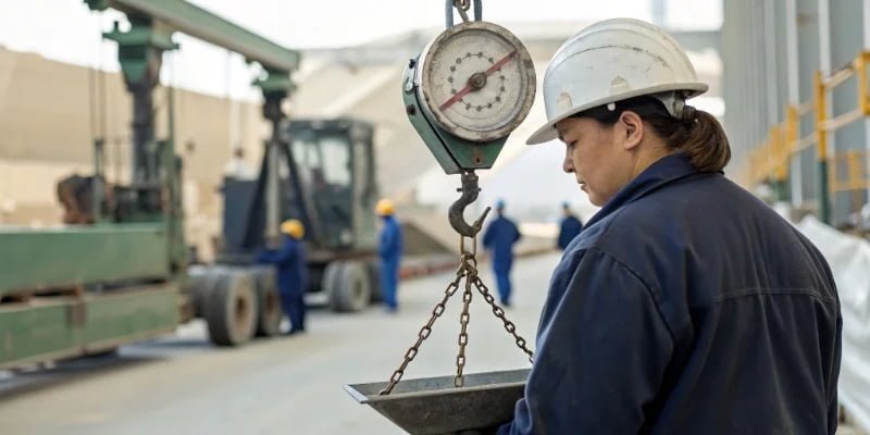 Choosing the Best Industrial Scale A person inspecting an industrial weighing scale