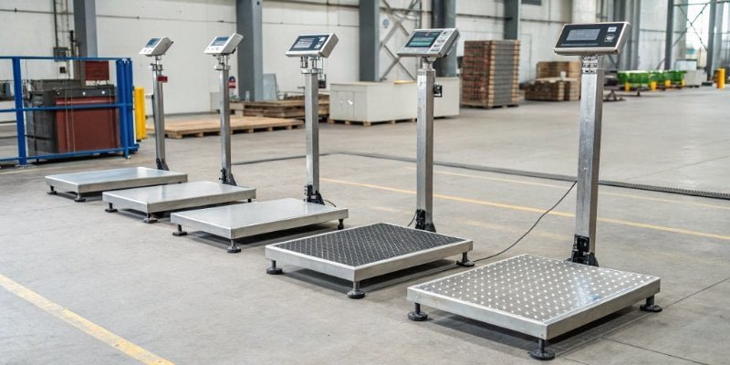 A collection of FM certified explosion proof scales in an industrial setting