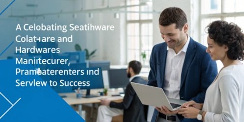 A diagram showing a software company and a hardware manufacturer working together seamlessly to serve a client.
