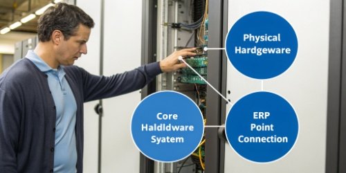 Diagram showing Hardware, Middleware, and ERP connection points