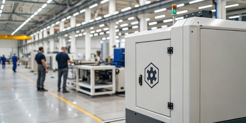 Logo of a reliable tech company on a piece of industrial equipment