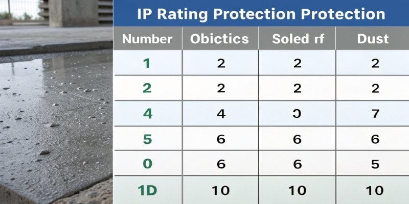 A chart showing the different levels of IP rating protection.