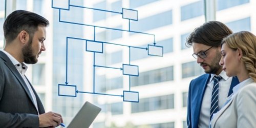 Integrated Information System Flow A flowchart showing data flowing seamlessly between different business departments
