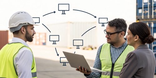 A diagram showing disjointed arrows between a software provider, multiple hardware vendors, and a confused client.