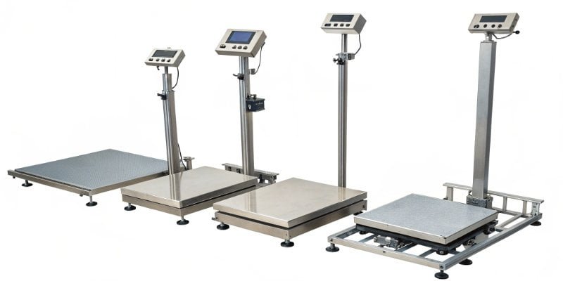 A diagram showing 5 different configurations of explosion proof weighing scales