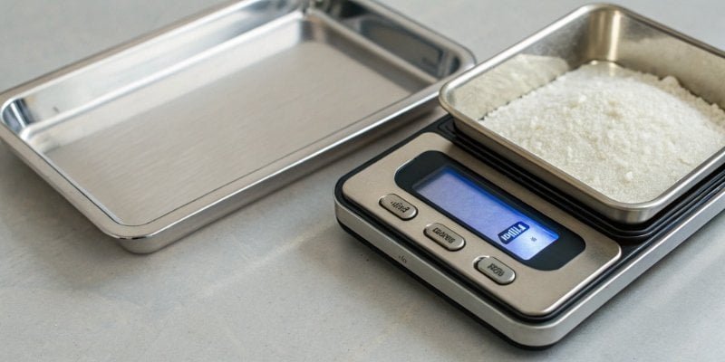 Digital scale display showing 0.1 g