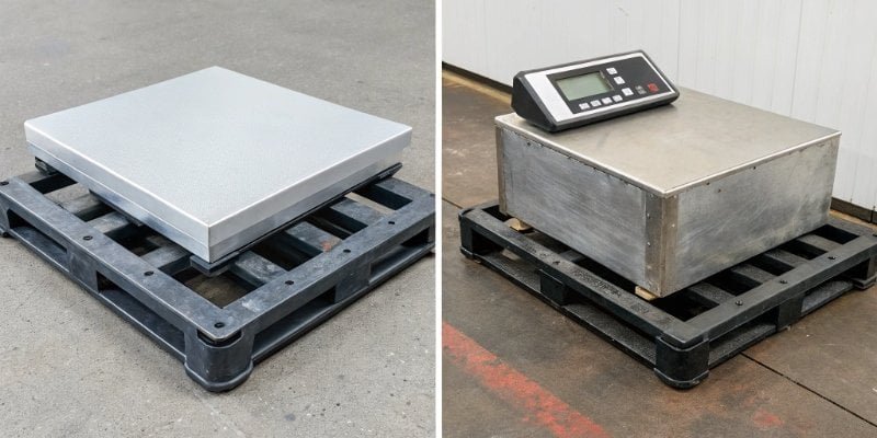 A side-by-side comparison of an IP44 scale and an IP65 scale.