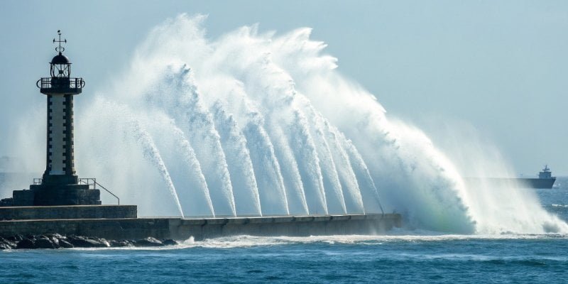 IPX Rating Scale A scale graphic showing IPX numbers increasing with more intense water icons