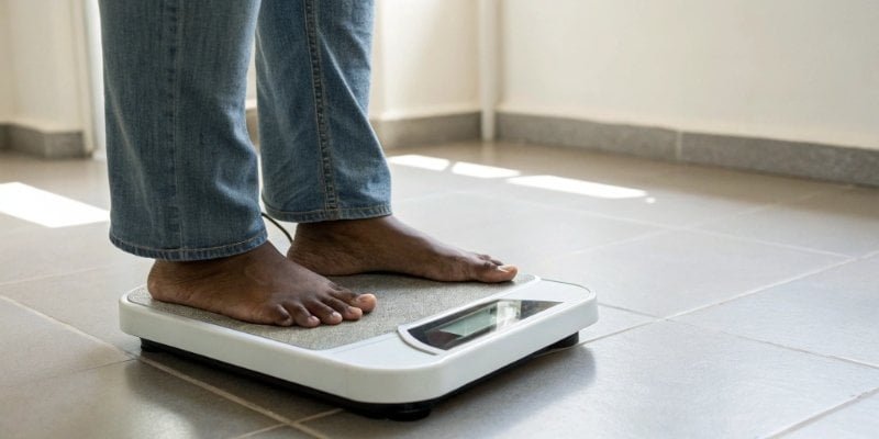 Diagram showing the difference between mass and weight with Earth's gravity