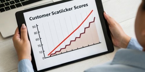 A graph showing declining customer satisfaction scores