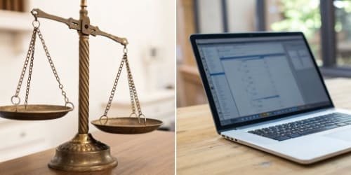 Hardware vs Software Scale A split image showing a classic hardware scale on one side and a flexible software interface on the other