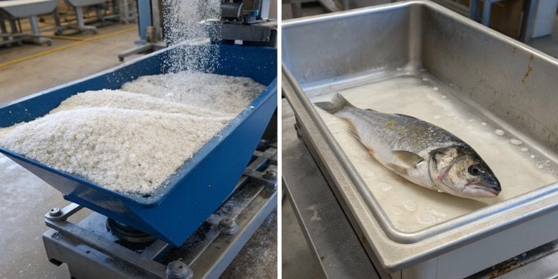 Common IP Ratings for Scales Side-by-side comparison of an IP65 scale in a dusty workshop and an IP68 scale in a fish processing plant.