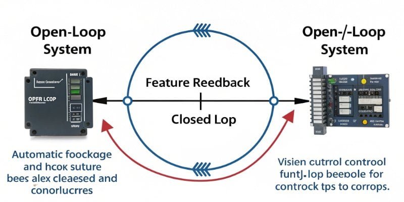 Open-Loop vs. Closed-Loop Control An illustration comparing an open-loop system (a straight line) versus a closed-loop system (a circle).