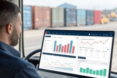 A dashboard showing business intelligence analytics for logistics