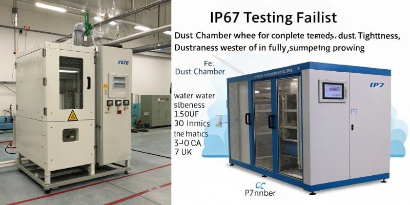 A diagram of an IP67 testing facility