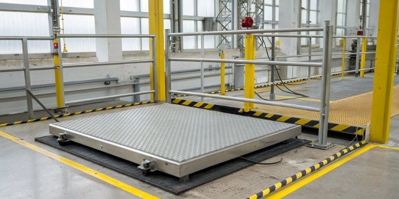 An intrinsically safe weighing platform with its connected safety barrier