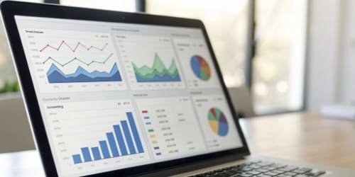 A dashboard of a retail information system showing sales and inventory data
