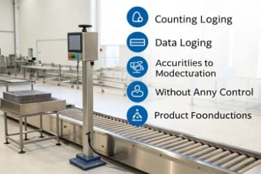 An infographic showcasing the various functions of a modern industrial weighing scale, such as counting, data logging, and process control.