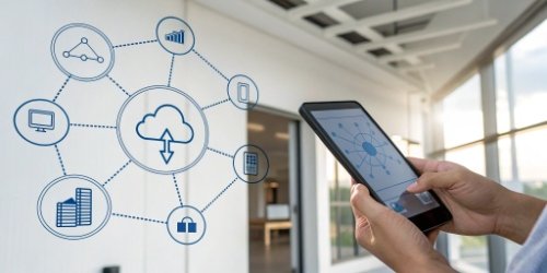 Diagram showing IoT, Cloud, and API technologies in weighing software