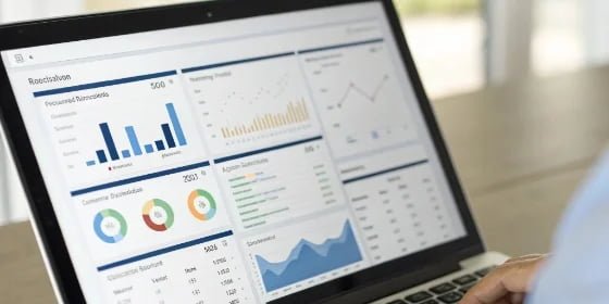 A close-up of a software interface showing key features