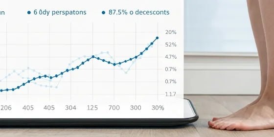 A line graph showing the daily fluctuations of a person's body water percentage on a smart scale.
