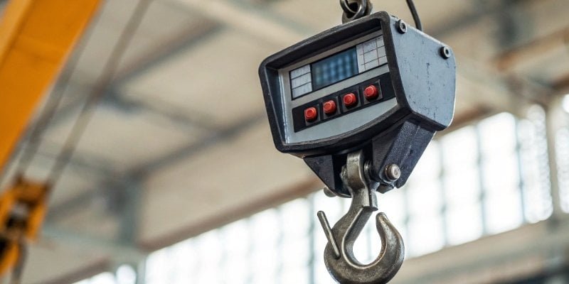 Accurate Crane Scale Display A close-up of a digital crane scale display showing a precise weight