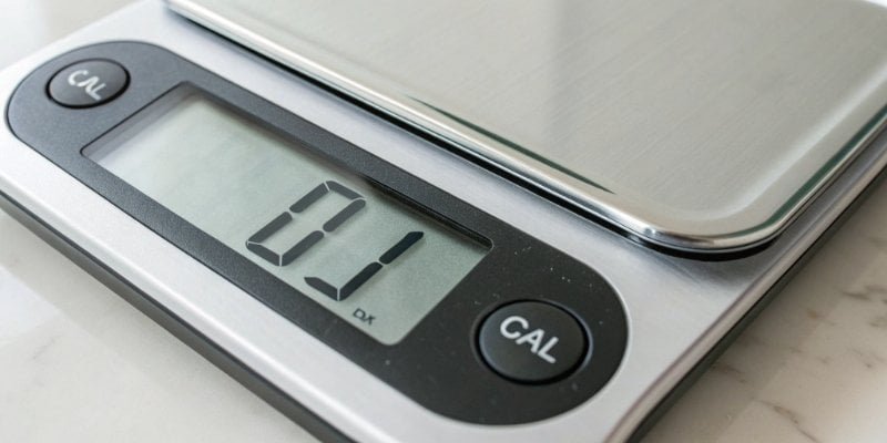 A digital scale display showing the letters 'CAL' for calibration mode