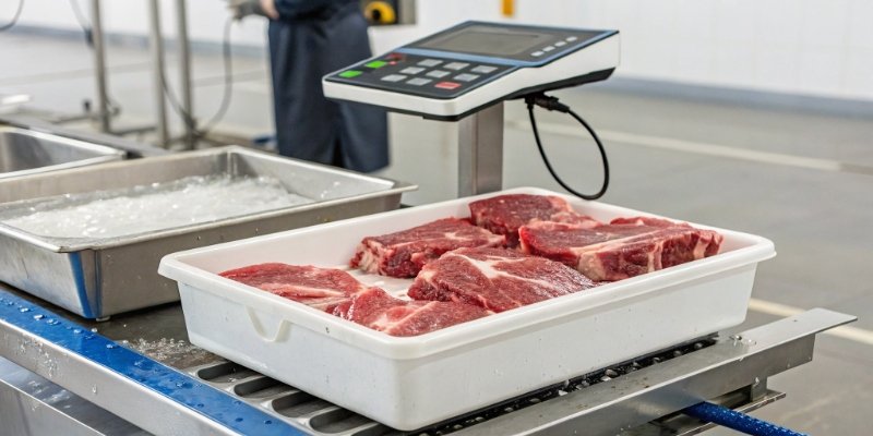 Modern waterproof scales with ERP integration showing digital dashboard