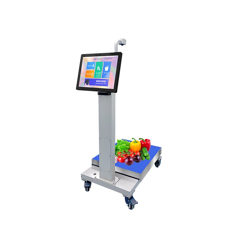 Smart scale with integrated camera system in modern kitchen