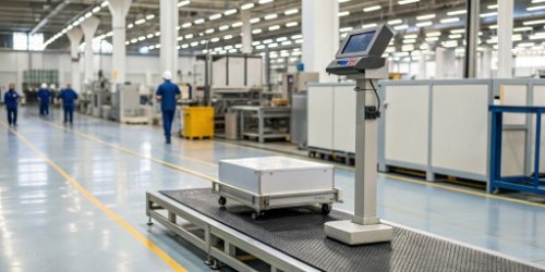 All-in-One Intelligent Scale vs. Traditional Setup An all-in-one intelligent scale on a factory floor