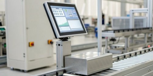 programmable scale connected to a computer system displaying ERP software