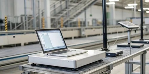 Standalone vs. Embedded Weighing Software An image showing a computer connected to multiple industrial scales, representing standalone software, contrasted with a single scale with an integrated display, representing embedded software.
