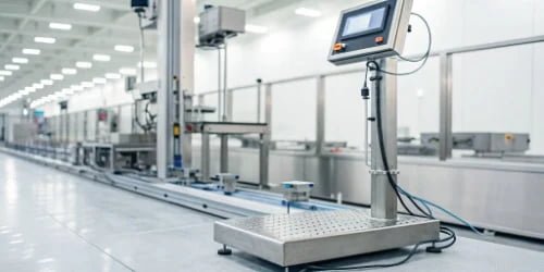 A modern, software-centric industrial scale connected to a network