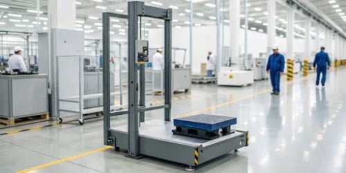 Secure Connected Industrial Scale A secure, modern industrial scale in a clean factory setting