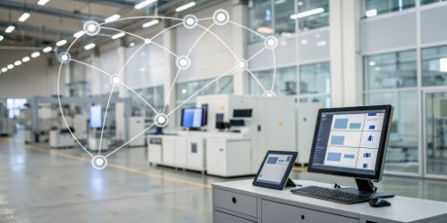 Connected Weighing Data Ecosystem A network of interconnected devices showing data flowing from a scale to a computer and a tablet.