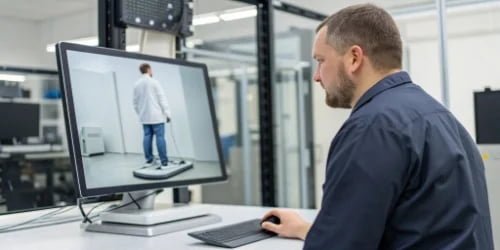 Remote Diagnostics for Industrial Smart Scales A remote technician diagnosing a smart scale on a computer screen