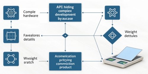 Diagram showing API connecting software application to a weighing scale