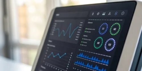 A close-up of a scale's digital interface showing API connection status and data packets.