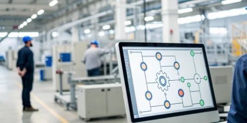 Real-Time Data Integration A diagram showing data flowing from an industrial scale to a central dashboard on a computer