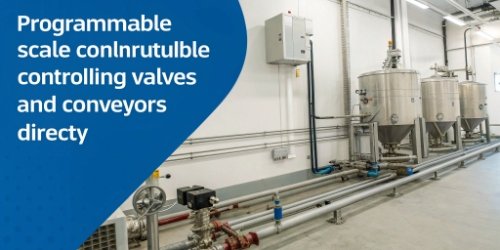 An infographic showing a programmable scale controlling valves and conveyors directly.