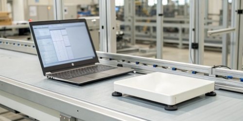 Revolutionizing Data Collection with Smart Scales A smart scale connected to a computer system showing data transfer