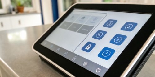 Scale with Custom UI A scale's touchscreen showing a custom-branded application with large, easy-to-read buttons