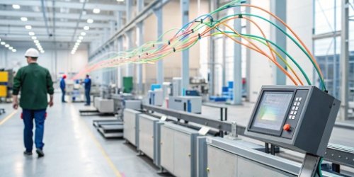 Data streams flowing from an industrial scale to a central server