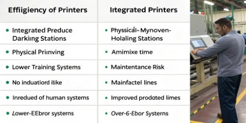 Efficiency Benefits of Integrated Printers Chart comparing the efficiency of integrated vs. separate labeling stations