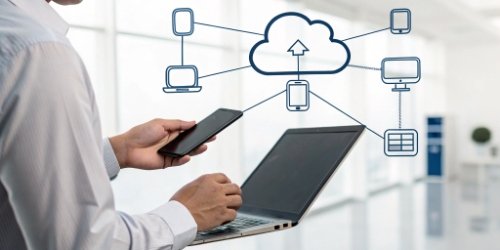 Modern Weighing Systems as Information Centers A diagram showing a scale connecting to the cloud, ERP, and mobile devices
