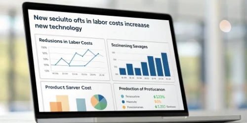 A dashboard showing financial benefits and savings from new technology