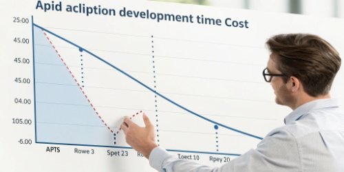 A graph showing a steep reduction in development time and cost with API usage